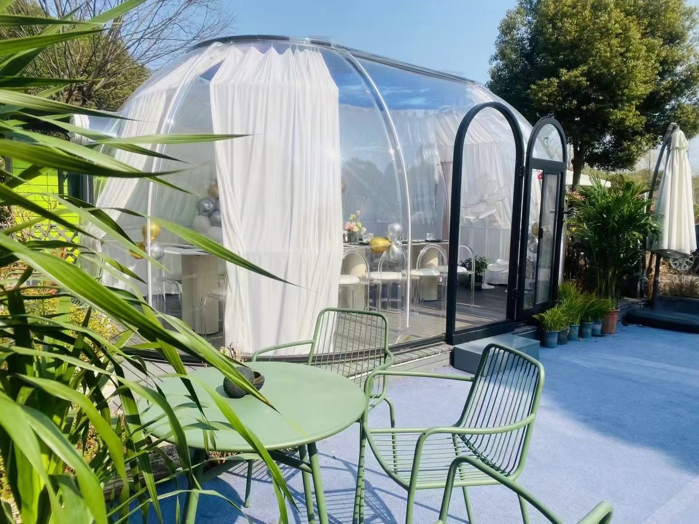 Ovale Glaskuppel aus Polycarbonat Größe 2,8 * 4,80 m, Bubble-Dome, Glashaus, Glasdome, Wintergarten, Glas-Iglu, wasserdicht, schlagfest, beständig gegen Feuer, Wind und Schneelast