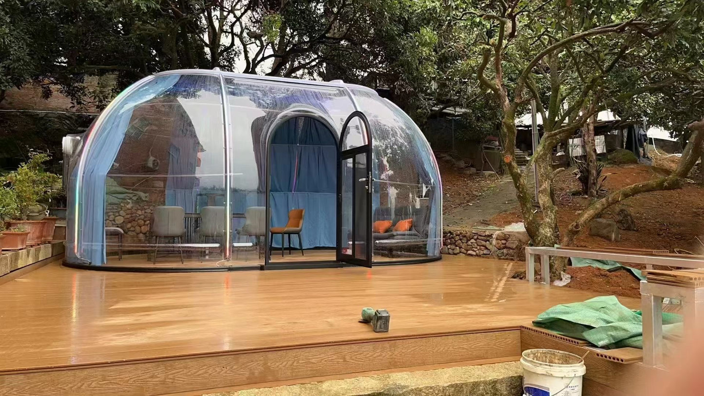 Ovale Glaskuppel aus Polycarbonat Größe 2,8 * 4,80 m, Bubble-Dome, Glashaus, Glasdome, Wintergarten, Glas-Iglu, wasserdicht, schlagfest, beständig gegen Feuer, Wind und Schneelast