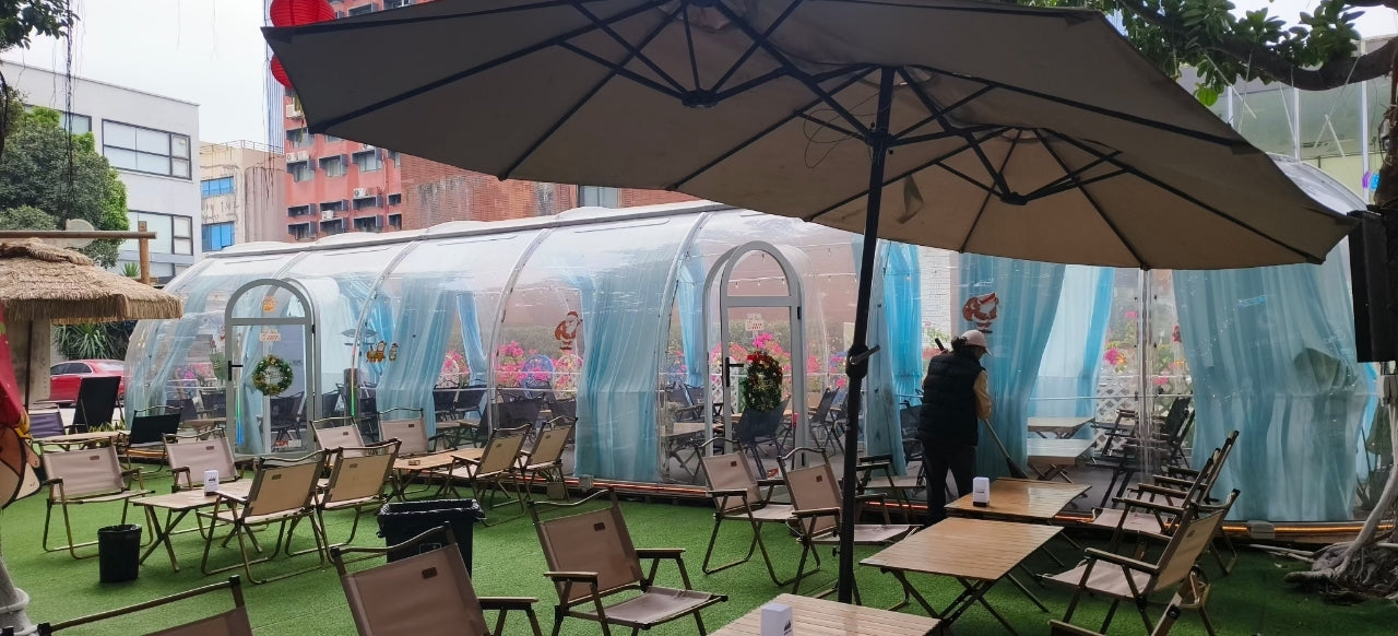 Ovale Glaskuppel aus Polycarbonat Größe 2,8 * 4,80 m, Bubble-Dome, Glashaus, Glasdome, Wintergarten, Glas-Iglu, wasserdicht, schlagfest, beständig gegen Feuer, Wind und Schneelast