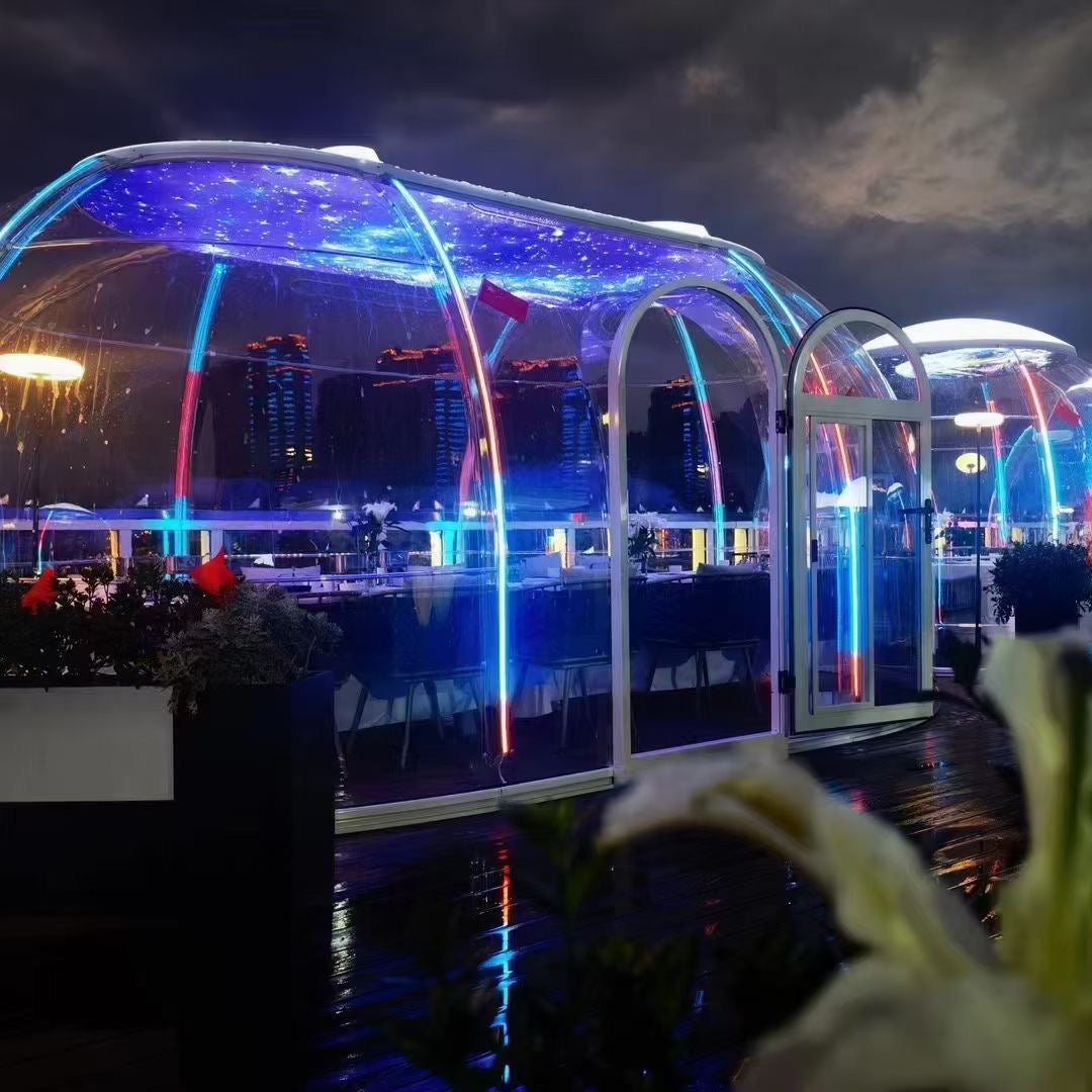 Ovale Glaskuppel aus Polycarbonat Größe 2,8 * 4,80 m, Bubble-Dome, Glashaus, Glasdome, Wintergarten, Glas-Iglu, wasserdicht, schlagfest, beständig gegen Feuer, Wind und Schneelast