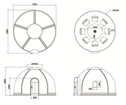 Iglu-Glaskuppel aus Polycarbonat 3,25 m, Bubble-Dome, Glasdome, Glashaus, Wintergarten, wasserdicht, schlagfest, beständig gegen Feuer, Wind und Schneelast