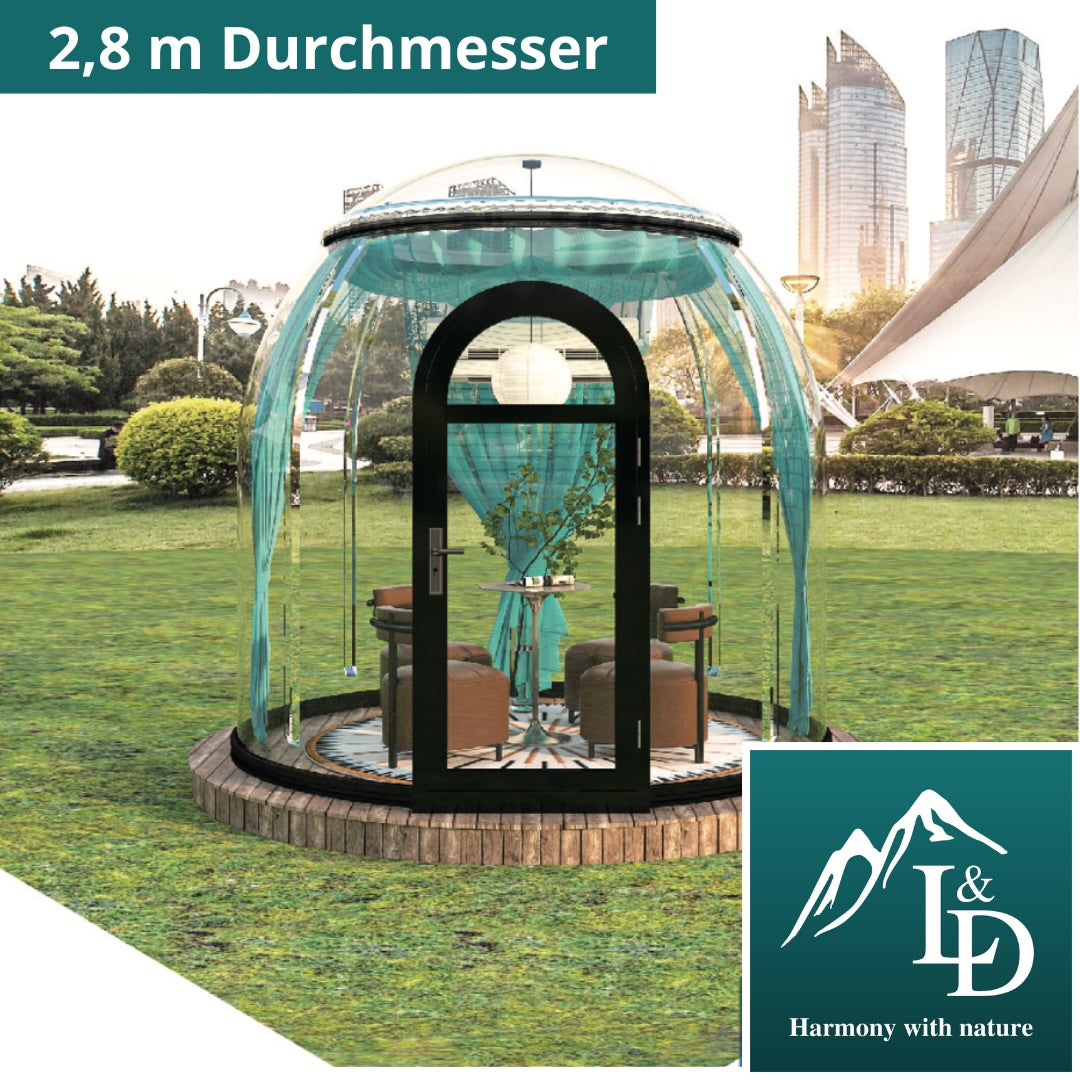 Iglu-Glaskuppel aus Polycarbonat 2,8 m, Bubble-Dome, Glasdome, Glashaus, Wintergarten, wasserdicht, schlagfest, beständig gegen Feuer, Wind und Schneelast