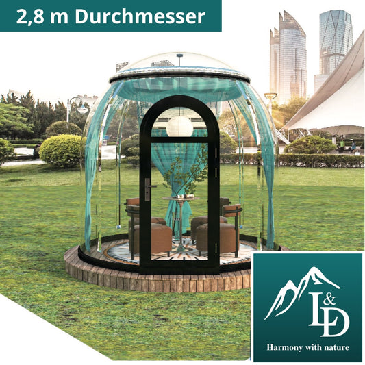Iglu-Glaskuppel aus Polycarbonat 2,8 m, Bubble-Dome, Glasdome, Glashaus, Wintergarten, wasserdicht, schlagfest, beständig gegen Feuer, Wind und Schneelast