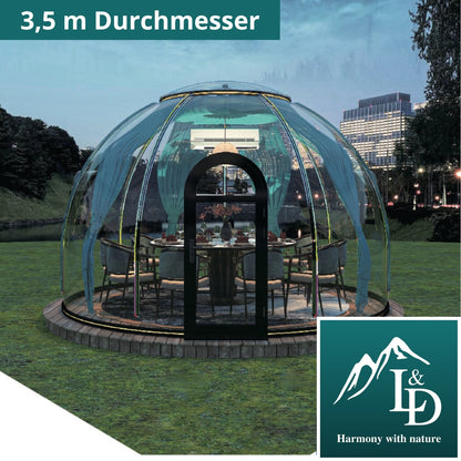 Iglu-Glaskuppel aus Polycarbonat 3,5 m, Bubble-Dome, Glasdome, Glashaus, Wintergarten, wasserdicht, schlagfest, beständig gegen Feuer, Wind und Schneelast
