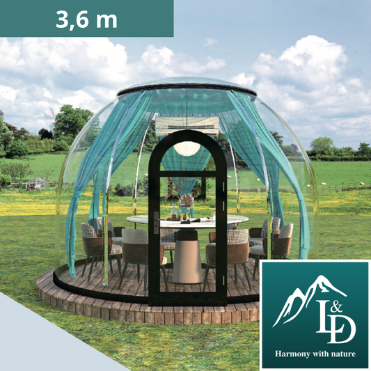Iglu-Glaskuppel aus Polycarbonat 3,6 m, Bubble-Dome, Glasdome, Glashaus, Wintergarten, wasserdicht, schlagfest, beständig gegen Feuer, Wind und Schneelast