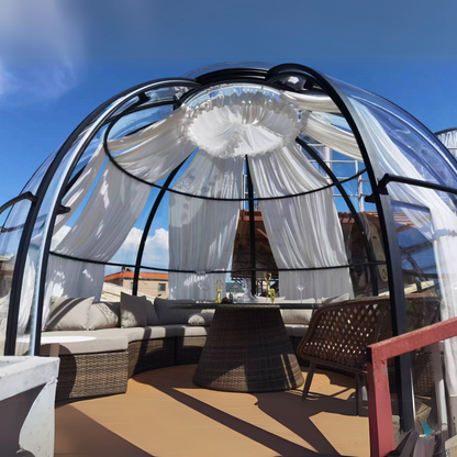 Iglu-Glaskuppel aus Polycarbonat mit Schiebetür, 3,5 / 4,0 / 4,5 m Bubble-Dome, Glashaus, Glasdome, Wintergarten, Glas-Iglu, wasserdicht, schlagfest, beständig gegen Feuer, Wind und Schneelast