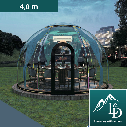 Iglu-Glaskuppel aus Polycarbonat 4,0 m, Bubble-Dome, Glasdome, Glashaus, Wintergarten, wasserdicht, schlagfest, beständig gegen Feuer, Wind und Schneelast
