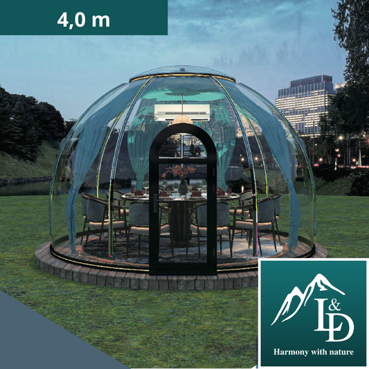 Iglu-Glaskuppel aus Polycarbonat 4,0 m, Bubble-Dome, Glasdome, Glashaus, Wintergarten, wasserdicht, schlagfest, beständig gegen Feuer, Wind und Schneelast