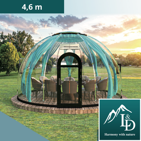 Iglu-Glaskuppel aus Polycarbonat 4,6 m, Bubble-Dome, Glasdome, Glashaus, Wintergarten, wasserdicht, schlagfest, beständig gegen Feuer, Wind und Schneelast