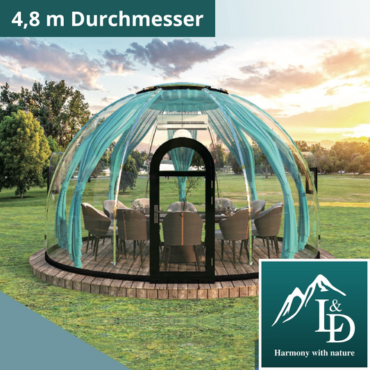 Iglu-Glaskuppel aus Polycarbonat 4,8 m, Bubble-Dome, Glasdome, Glashaus, Wintergarten, wasserdicht, schlagfest, beständig gegen Feuer, Wind und Schneelast