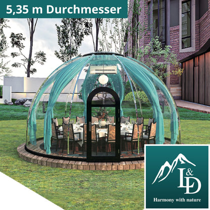 Iglu-Glaskuppel aus Polycarbonat 5,35 m, Bubble-Dome, Glasdome, Glashaus, Wintergarten, wasserdicht, schlagfest, beständig gegen Feuer, Wind und Schneelast
