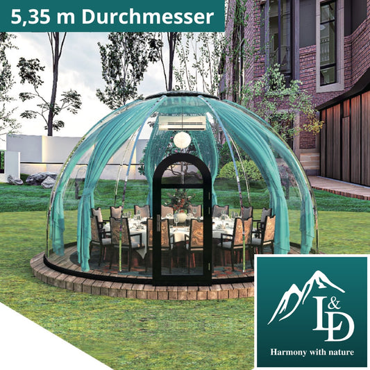 Iglu-Glaskuppel aus Polycarbonat 5,35 m, Bubble-Dome, Glasdome, Glashaus, Wintergarten, wasserdicht, schlagfest, beständig gegen Feuer, Wind und Schneelast