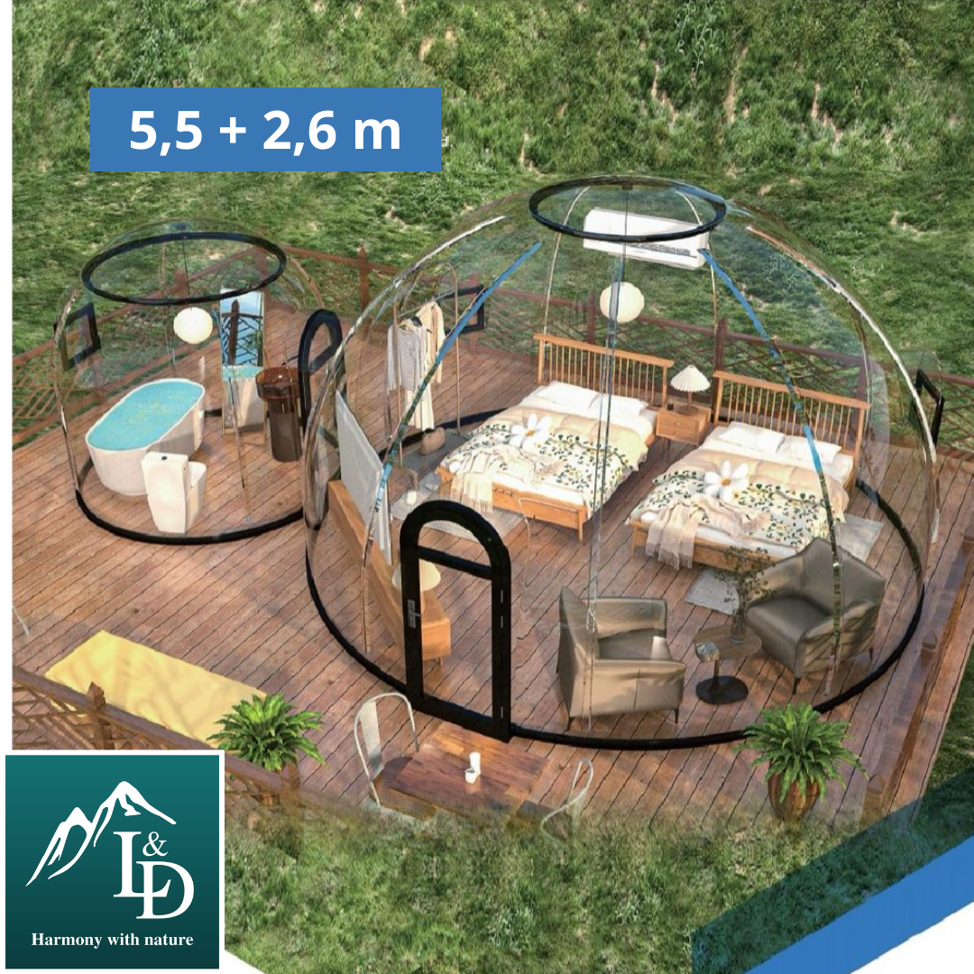 Iglu-Glaskuppel aus Polycarbonat 2,8 m, Bubble-Dome, Glasdome, Glashaus, Wintergarten, wasserdicht, schlagfest, beständig gegen Feuer, Wind und Schneelast