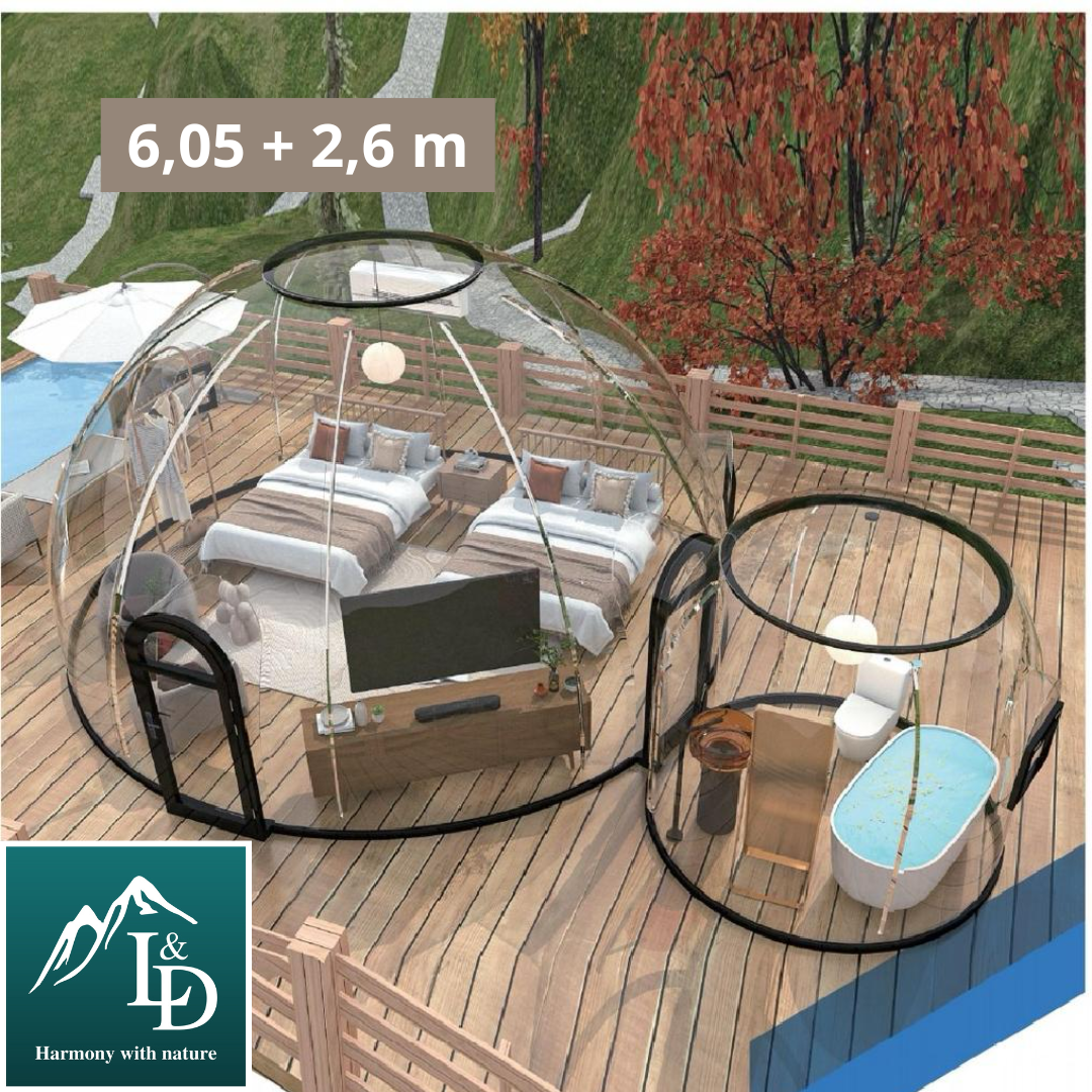 Iglu-Glaskuppel aus Polycarbonat 6,05 m, Bubble-Dome, Glasdome, Glashaus, Wintergarten, wasserdicht, schlagfest, beständig gegen Feuer, Wind und Schneelast