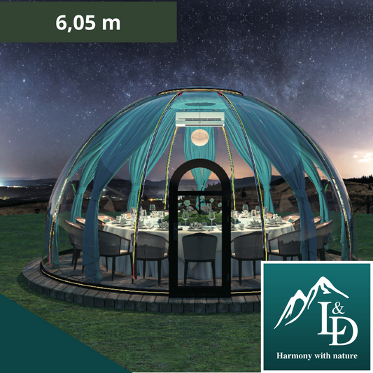Iglu-Glaskuppel aus Polycarbonat 6,05 m, Bubble-Dome, Glasdome, Glashaus, Wintergarten, wasserdicht, schlagfest, beständig gegen Feuer, Wind und Schneelast