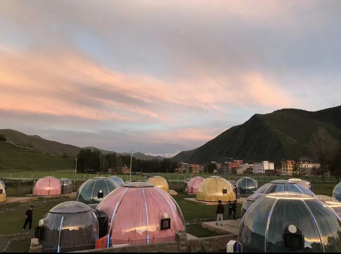 Iglu-Glaskuppelnset aus Polycarbonat 3,5 + 2,7 m, Bubble-Dome, Glasdome, Glashaus, Wintergarten, wasserdicht, schlagfest, beständig gegen Feuer, Wind und Schneelast