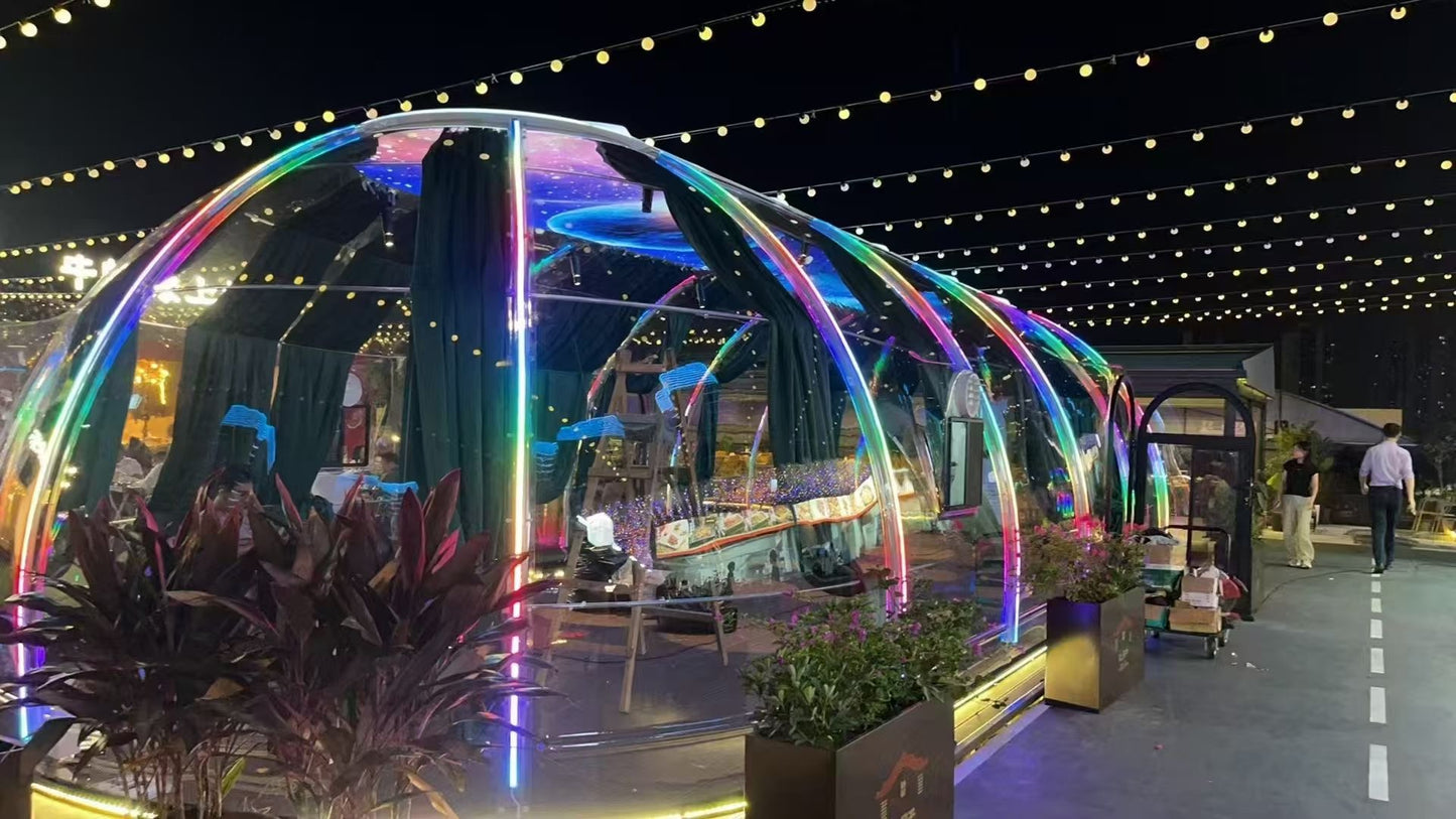 Ovale Glaskuppel aus Polycarbonat Größe 2,8 * 4,80 m, Bubble-Dome, Glashaus, Glasdome, Wintergarten, Glas-Iglu, wasserdicht, schlagfest, beständig gegen Feuer, Wind und Schneelast