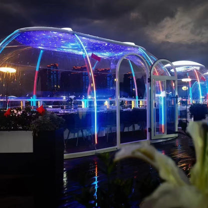 Ovale Glaskuppel aus Polycarbonat Größe 4,13 * 6,13 m, Bubble-Dome, Glashaus, Glasdome, Wintergarten, Glas-Iglu, wasserdicht, schlagfest, beständig gegen Feuer, Wind und Schneelast