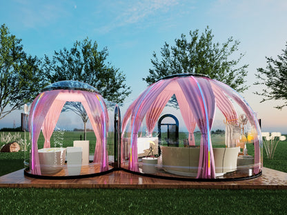 Iglu-Glaskuppelnset aus Polycarbonat 3,5 + 2,7 m, Bubble-Dome, Glasdome, Glashaus, Wintergarten, wasserdicht, schlagfest, beständig gegen Feuer, Wind und Schneelast