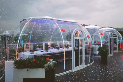 Ovale Glaskuppel aus Polycarbonat Größe 4,13 * 6,13 m, Bubble-Dome, Glashaus, Glasdome, Wintergarten, Glas-Iglu, wasserdicht, schlagfest, beständig gegen Feuer, Wind und Schneelast