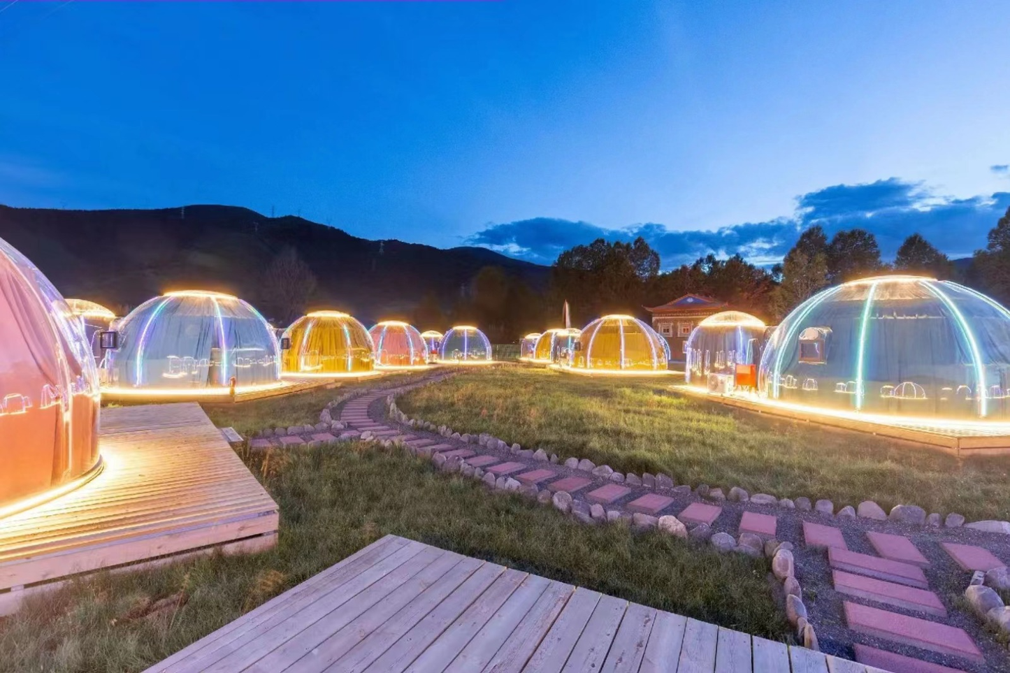 Iglu-Glaskuppel aus Polycarbonat 4,2 m, Bubble-Dome, Glasdome, Glashaus, Wintergarten, wasserdicht, schlagfest, beständig gegen Feuer, Wind und Schneelast