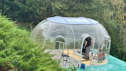 Ovale Glaskuppel aus Polycarbonat Größe 2,8 * 8,80 m, Bubble-Dome, Glashaus, Glasdome, Wintergarten, Glas-Iglu, wasserdicht, schlagfest, beständig gegen Feuer, Wind und Schneelast