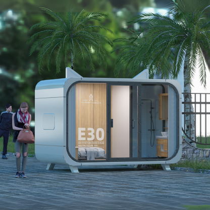 Kapselhaus, Tiny Hous, prefab Hous, vorgefertigte Kompakthaus, Außenbüro Model E30