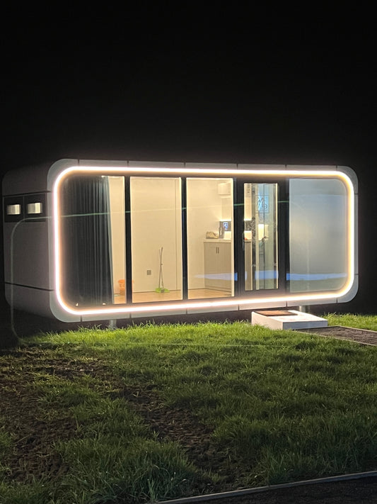 Kapselhaus, Tiny Hous, prefab Hous, vorgefertigte Kompakthaus, Außenbüro Model E50
