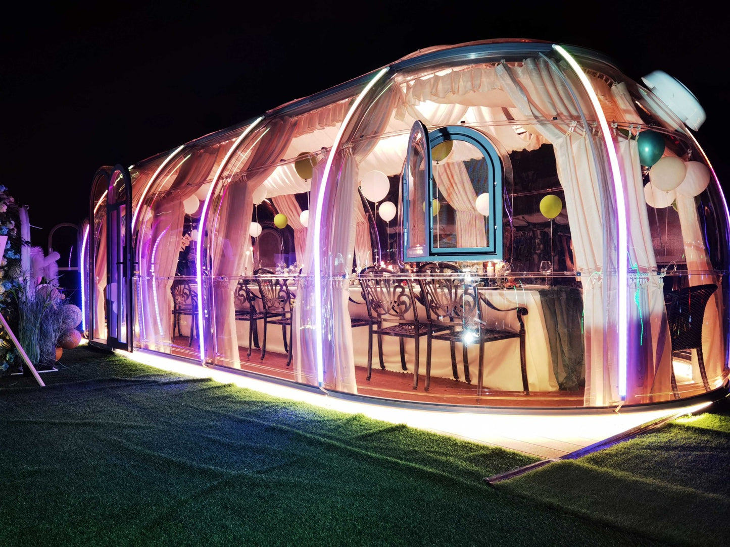 Ovale Glaskuppel aus Polycarbonat Größe 3,8 * 5,65 / 7,50 / 9,35 m, Bubble-Dome, Glashaus, Glasdome, Wintergarten, Glas-Iglu, wasserdicht, schlagfest, beständig gegen Feuer, Wind und Schneelast