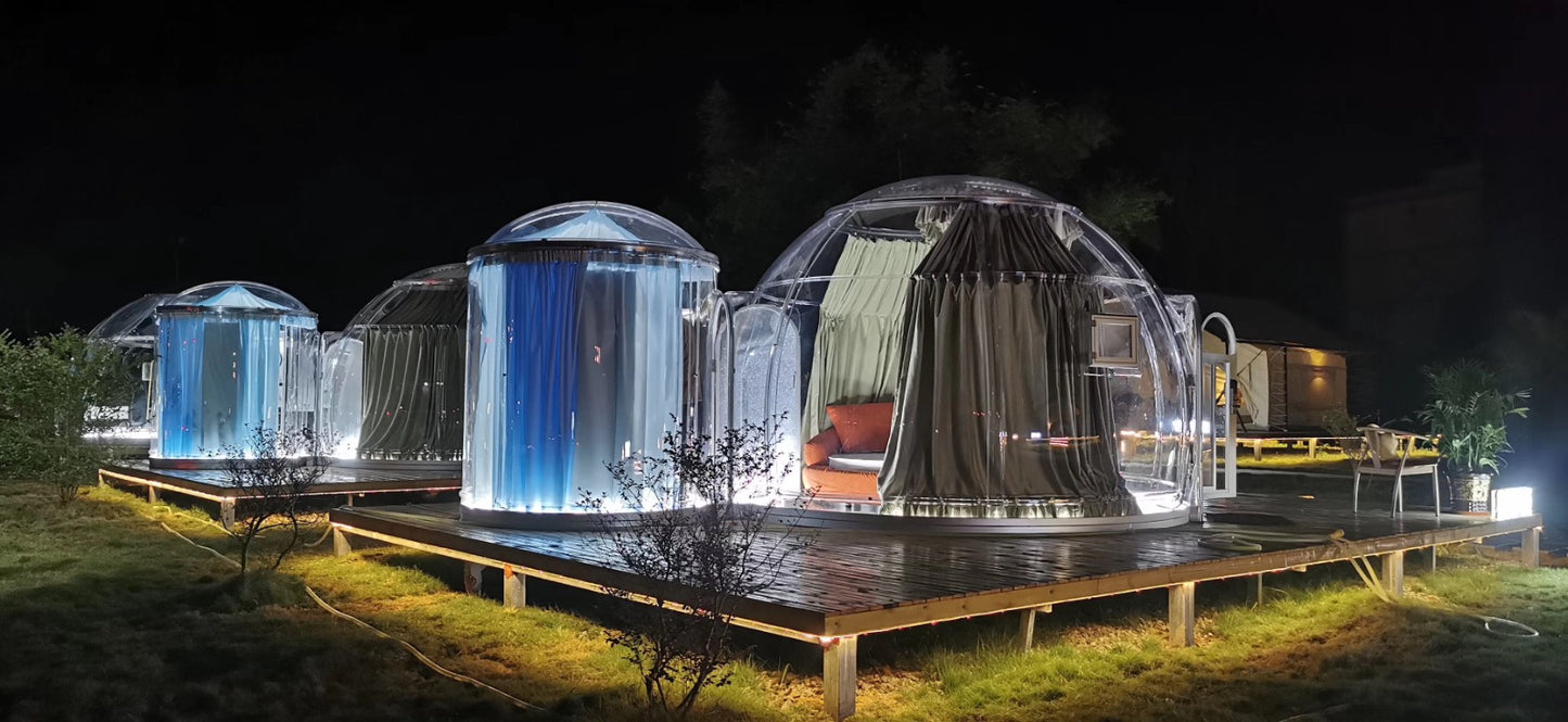 Iglu-Glaskuppelnset aus Polycarbonat 4,2 + 2,8 m, Bubble-Dome, Glasdome, Glashaus, Wintergarten, wasserdicht, schlagfest, beständig gegen Feuer, Wind und Schneelast