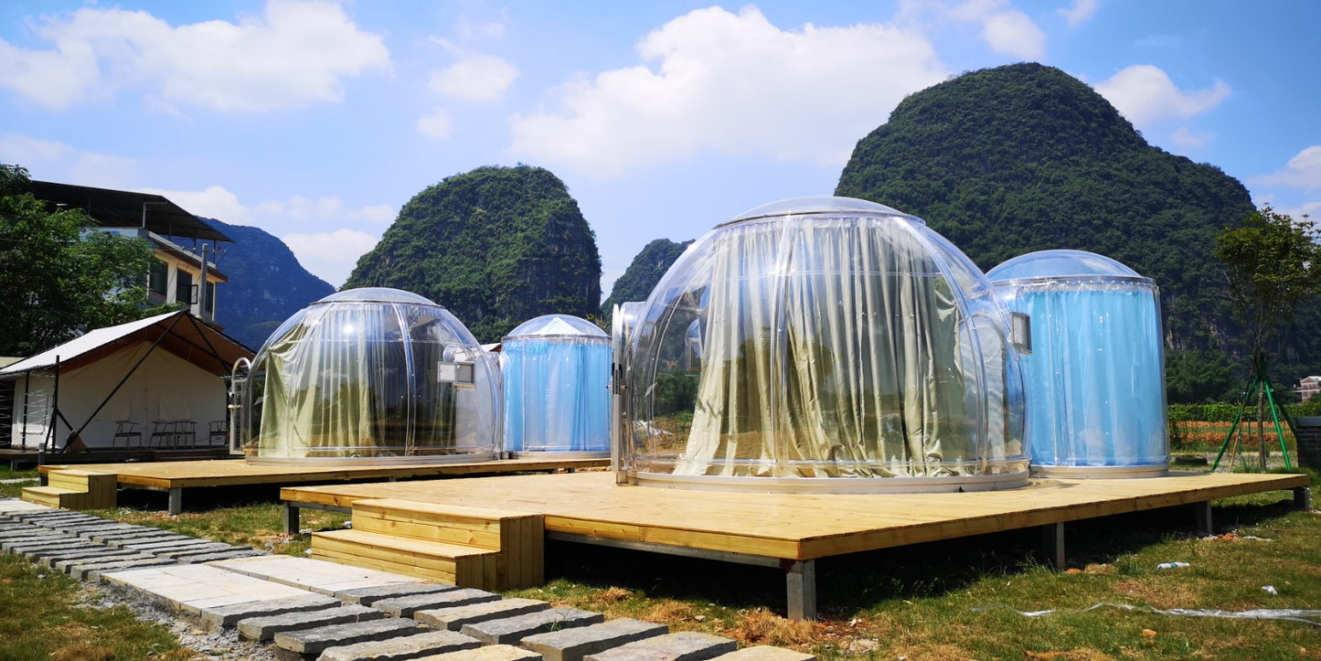 Iglu-Glaskuppelnset aus Polycarbonat 4,2 + 2,8 m, Bubble-Dome, Glasdome, Glashaus, Wintergarten, wasserdicht, schlagfest, beständig gegen Feuer, Wind und Schneelast