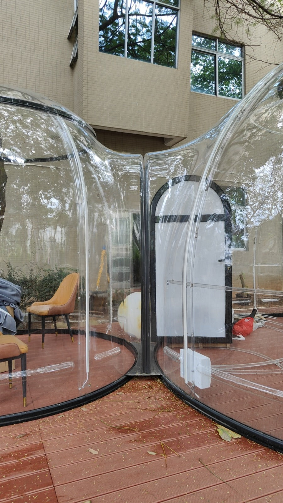 Iglu-Glaskuppelnset aus Polycarbonat 3,6 + 2,8 m, Bubble-Dome, Glasdome, Glashaus, Wintergarten, wasserdicht, schlagfest, beständig gegen Feuer, Wind und Schneelast
