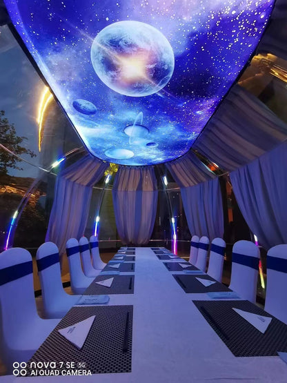 Ovale Glaskuppel aus Polycarbonat Größe 5,15 * 7,05 / 8,95 / 10,85 m, Bubble-Dome, Glashaus, Glasdome, Wintergarten, Glas-Iglu, wasserdicht, schlagfest, beständig gegen Feuer, Wind und Schneelast