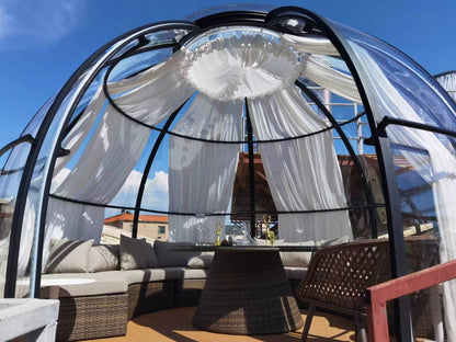 Iglu-Glaskuppel aus Polycarbonat mit Schiebetür, 3,5 / 4,0 / 4,5 m Bubble-Dome, Glashaus, Glasdome, Wintergarten, Glas-Iglu, wasserdicht, schlagfest, beständig gegen Feuer, Wind und Schneelast