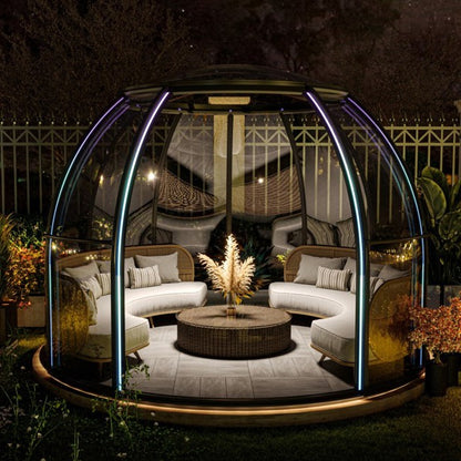 Iglu-Glaskuppel aus Polycarbonat mit Schiebetür, 3,5 / 4,0 / 4,5 m Bubble-Dome, Glashaus, Glasdome, Wintergarten, Glas-Iglu, wasserdicht, schlagfest, beständig gegen Feuer, Wind und Schneelast