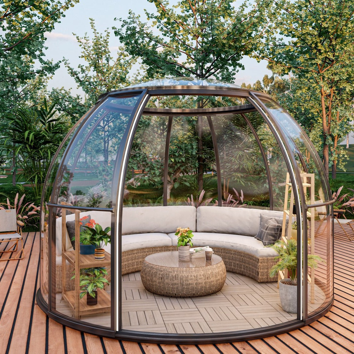Iglu-Glaskuppel aus Polycarbonat mit Schiebetür, 3,5 / 4,0 / 4,5 m Bubble-Dome, Glashaus, Glasdome, Wintergarten, Glas-Iglu, wasserdicht, schlagfest, beständig gegen Feuer, Wind und Schneelast