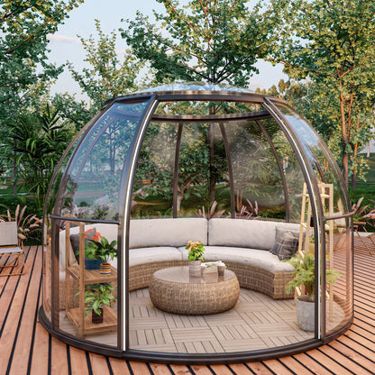 Iglu-Glaskuppel aus Polycarbonat mit Schiebetür, 3,5 / 4,0 / 4,5 m Bubble-Dome, Glashaus, Glasdome, Wintergarten, Glas-Iglu, wasserdicht, schlagfest, beständig gegen Feuer, Wind und Schneelast