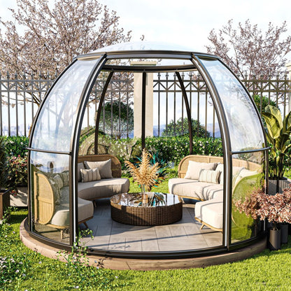 Iglu-Glaskuppel aus Polycarbonat mit Schiebetür, 3,5 / 4,0 / 4,5 m Bubble-Dome, Glashaus, Glasdome, Wintergarten, Glas-Iglu, wasserdicht, schlagfest, beständig gegen Feuer, Wind und Schneelast