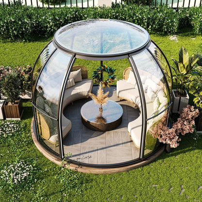 Iglu-Glaskuppel aus Polycarbonat mit Schiebetür, 3,5 / 4,0 / 4,5 m Bubble-Dome, Glashaus, Glasdome, Wintergarten, Glas-Iglu, wasserdicht, schlagfest, beständig gegen Feuer, Wind und Schneelast