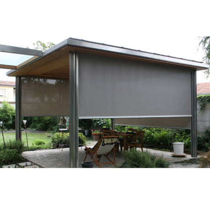 ZIP Screen Rollo mit Motorantrieb, Höhe 2,7 m, Stoff - grau, Gehäusefarbe - anthrazit