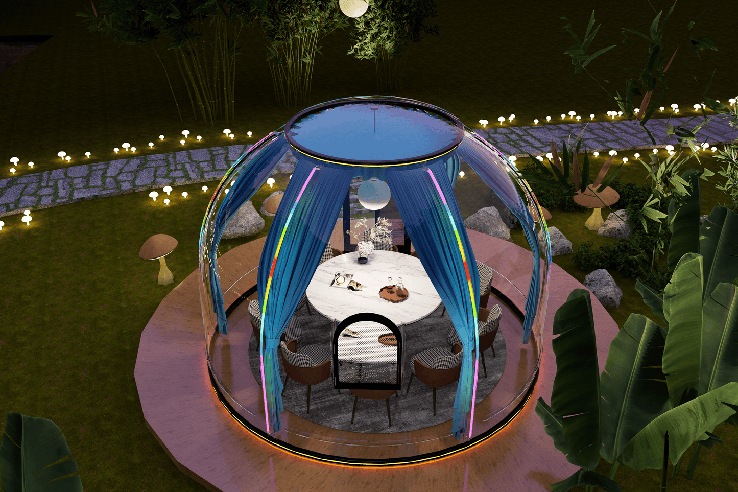 Iglu-Glaskuppel aus Polycarbonat 4,0 m, Bubble-Dome, Glasdome, Glashaus, Wintergarten, wasserdicht, schlagfest, beständig gegen Feuer, Wind und Schneelast