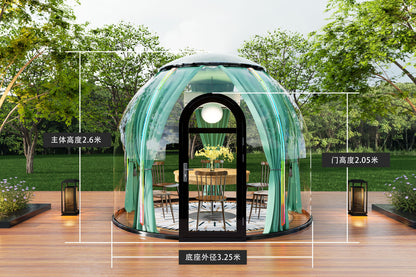 Iglu-Glaskuppel aus Polycarbonat 3,25 m, Bubble-Dome, Glasdome, Glashaus, Wintergarten, wasserdicht, schlagfest, beständig gegen Feuer, Wind und Schneelast