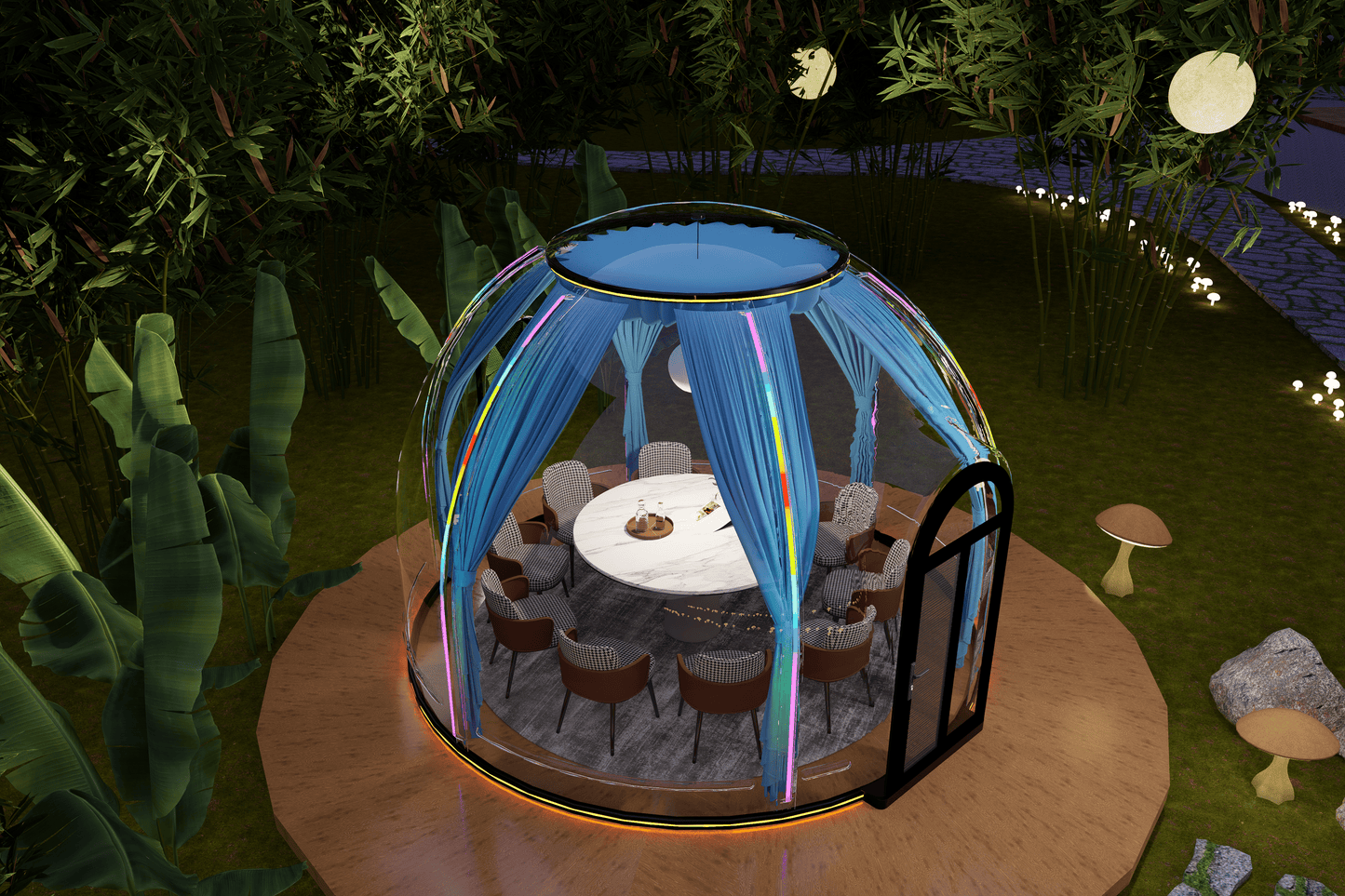 Iglu-Glaskuppel aus Polycarbonat 4,0 m, Bubble-Dome, Glasdome, Glashaus, Wintergarten, wasserdicht, schlagfest, beständig gegen Feuer, Wind und Schneelast