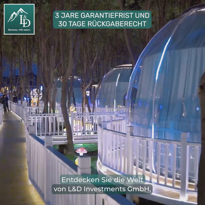 Iglu-Glaskuppelnset aus Polycarbonat 5,35 + 2,8 m, Bubble-Dome, Glasdome, Glashaus, Wintergarten, wasserdicht, schlagfest, beständig gegen Feuer, Wind und Schneelast