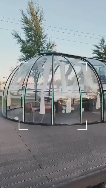 Iglu-Glaskuppel aus Polycarbonat mit Schiebetür, 3,5 / 4,0 / 4,5 m Bubble-Dome, Glashaus, Glasdome, Wintergarten, Glas-Iglu, wasserdicht, schlagfest, beständig gegen Feuer, Wind und Schneelast