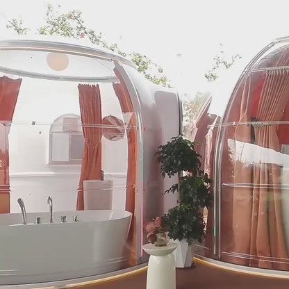 Iglu-Glaskuppelnset aus Polycarbonat 4,80 + 2,80 m, Bubble-Dome, Glasdome, Glashaus, Wintergarten, wasserdicht, schlagfest, beständig gegen Feuer, Wind und Schneelast