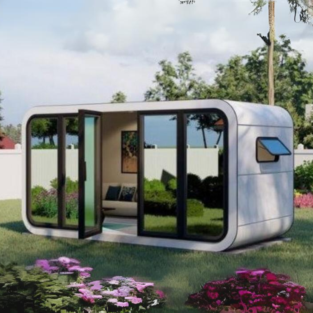 Kapselhaus, Tiny Hous, prefab Hous, vorgefertigte Kompakthaus, Außenbüro Model E50