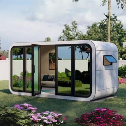 Kapselhaus, Tiny Hous, prefab Hous, vorgefertigte Kompakthaus, Außenbüro Model E50